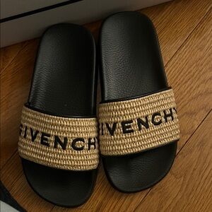 Givenchy Black and Tan Woven Slides